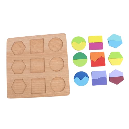 KONTONTY 1 Satz Geometrie-Puzzle aus Holz Kinder Puzzle rätselbuch Kinder rätsel für Kinder Wooden Jigsaw Puzzle Holzformen-Puzzle Spielzeug Geometrie Rätsel hölzern Blöcke Bambus von KONTONTY