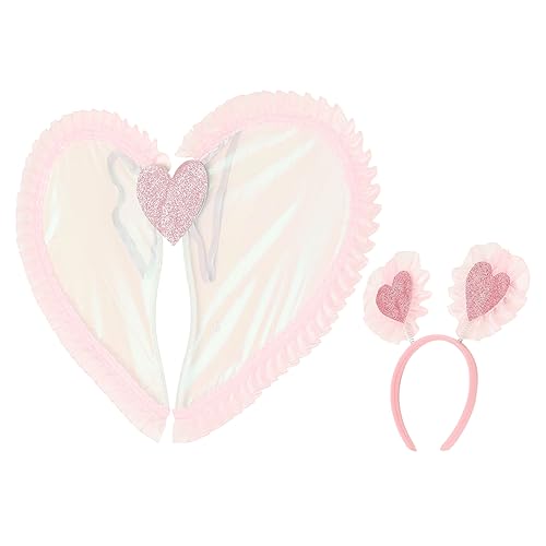 KONTONTY 1 Satz Halloween-Engel-Stirnband Kinderkleider kinderkleidung igelkostümkinder Party assecoires Ballettröckchen Kostüme Feenflügel für kleine Mädchen Kostümset Engel Stoff Rosa von KONTONTY