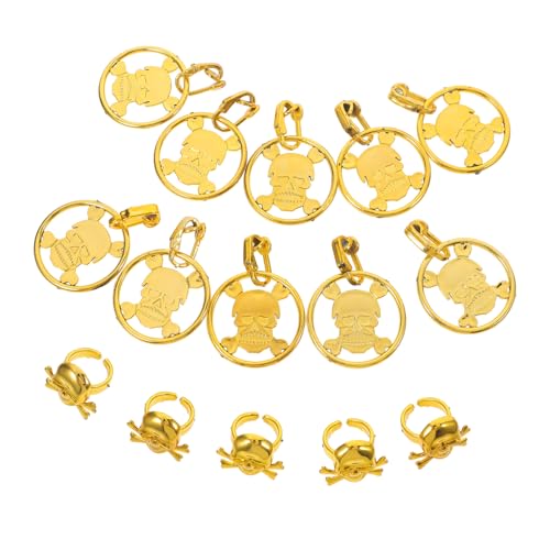 KONTONTY 1 Satz Halloween-Ringe goldener ring halloween deko Piraten Schädel Ringe Goldene Piratenohrringe halloween scherzartikel Halloween-Schmuck Party -Fingerringe Ringdekor Plastik von KONTONTY