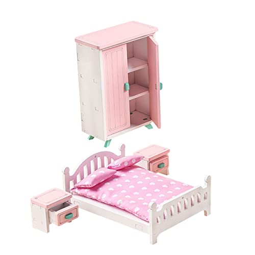 KONTONTY 1 Satz Holzmöbelspielzeug Mädchen Miniatur Kind Bett Puppe Mini-nachttisch Hölzern Rosa KONTONTY 1 Satz Holzmöbelspielzeug Mädchen Miniatur Kind Bett Puppe Mini-nachttisch Hölzern Rosa von KONTONTY