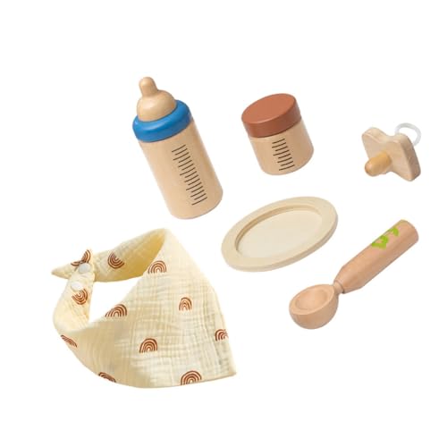 KONTONTY 1 Satz Holzspielzeug Set für Rollenspiele mit Milchflasche und Zubehör für Kreatives für Fantasievolles Kreativität Sicher und Langlebig für Kleinkinder KONTONTY 1 Satz Holzspielzeug Set für Rollenspiele mit Milchflasche und Zubehör für Kreatives für Fantasievolles Kreativität Sicher und Langlebig für Kleinkinder von KONTONTY