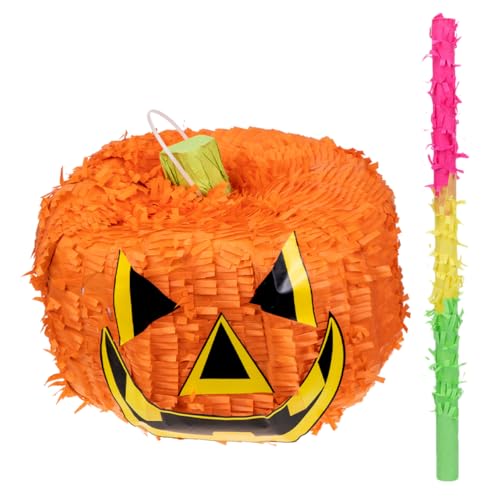 KONTONTY 1 Satz Kürbis Piñatas Fallen Süßigkeiten Drinnen Schmücken Füller Halloween Gruselige Pinata Party Etikett Mit Gruseliger Kürbis Geformt Groß Orange Papier von KONTONTY
