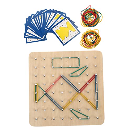 KONTONTY 1 Satz Mathe-Steckplatte aus Holz holzig Kleinkinder Geoboards Geometrisches Lernspielzeug Nagelbrett für Mathematik Grundschule Mathematik Nagelplatte kreatives Geoboard hölzern von KONTONTY