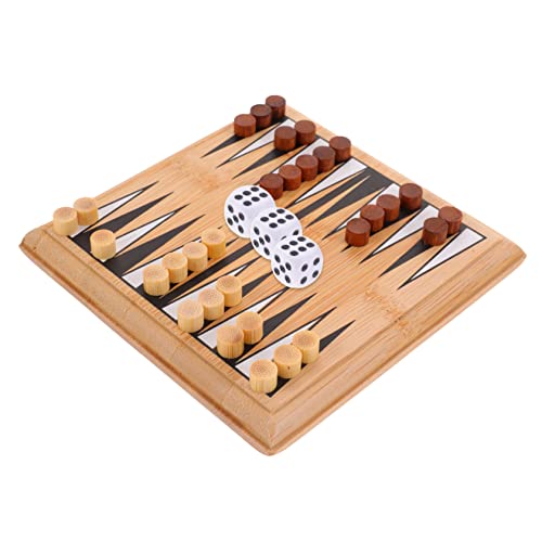 KONTONTY 1 Satz Mini-Backgammon Lernspielzeug Tragbares Schachbrett Reisespielzeug Mini Schachbrett Mini-Spielzeug Reiseschach Intelligentes Schachbrett Kind Mosaik- Kleiner Tisch Bambus von KONTONTY