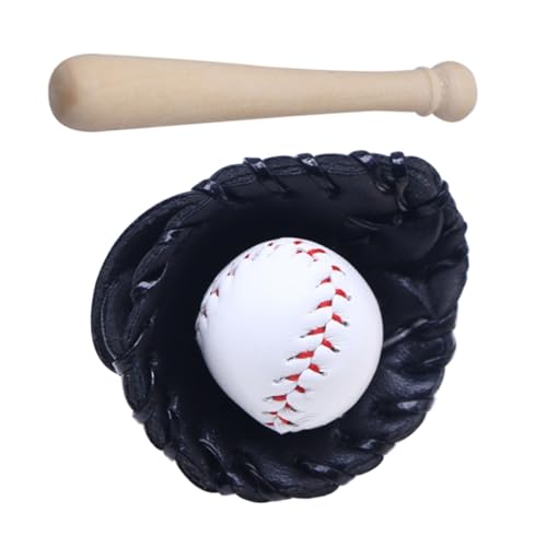 KONTONTY 1 Satz Mini Baseball Set für Puppenhäuser Teiliges Set aus PU und Kiefernholz für Rollenspiele und Dekoration Sammler und Fotorequisiten von KONTONTY