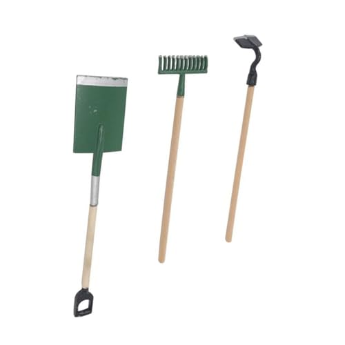 KONTONTY 1 Satz Mini -Gartenwerkzeugset Puppengröße Gartenwerkzeuge Puppenhaus-Miniaturen Gartengeräte Mini-Schaufel Mini -Gartenwerkzeuge Miniaturgartenwerkzeuge Mini-Grubber Holz Grün von KONTONTY
