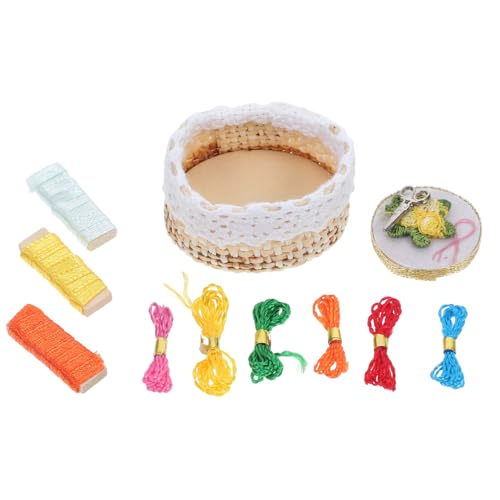 KONTONTY 1 Satz Mini-stickwerkzeugkorb Bausatz Nähen Zubehör Möbel Miniaturen Zum Basteln Hoch Miniaturpuppenhaus -kit Miniaturartikel Mini- Miniatur-Dinge Holz von KONTONTY