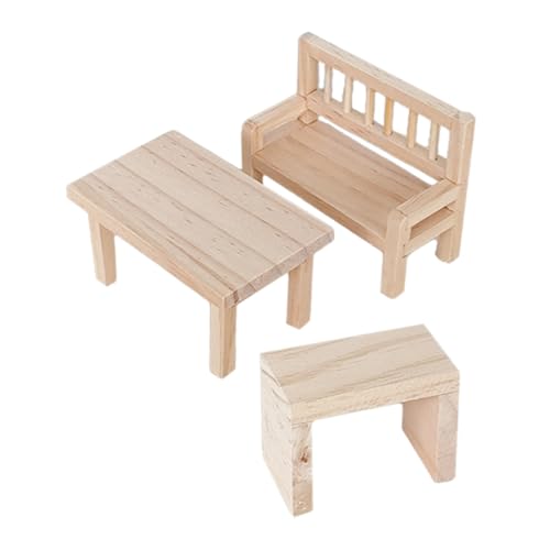 KONTONTY Miniatur Holzstuhl Satz Für Puppenhaus Tisch Und Stuhl Kleine Holzmöbel Für Modellbau KONTONTY Miniatur Holzstuhl Satz Für Puppenhaus Tisch Und Stuhl Kleine Holzmöbel Für Modellbau von KONTONTY