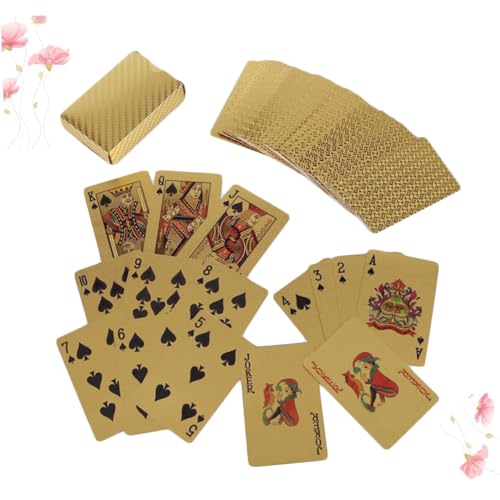 KONTONTY 1 Satz Poker-Spielkarten Deck von Kartenspielen goldene Spielkarten Trick pokerkarten kartenhalter Spielkarten wasserdichte Spielkarten Unterhaltung Gold Blatt vereiteln 24k von KONTONTY
