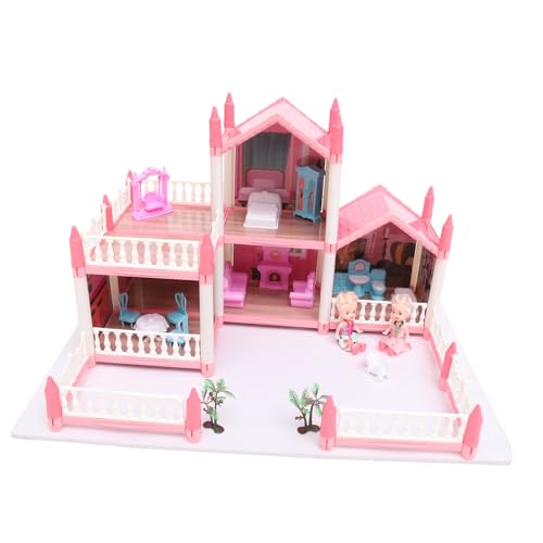 KONTONTY 1 Satz Prinzessin Castle Miniaturen-bausatz Puppenhaus-Puzzle Hausspielzeug Mini-hausbausatz Miniaturgebäudekits Mini Dollhouse Models Kit Rosa Plastik von KONTONTY