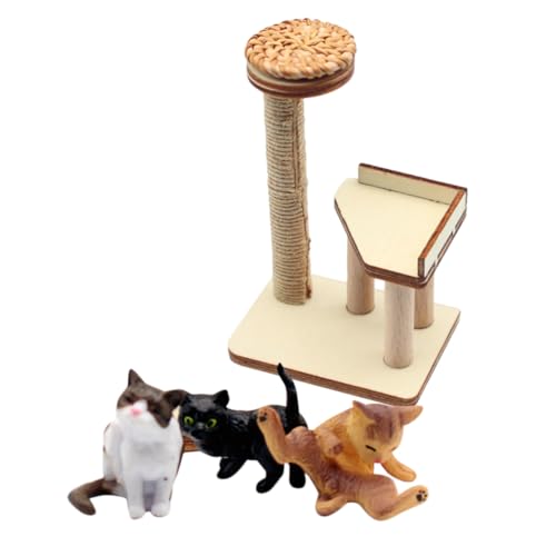 KONTONTY 1 Satz Puppenhaus Katze Klettergerüst Winzig Klein Mini Dekoration Kratzbaummodell Möbel Kratzbaum Desktop-Ornament Puppenhauszubehör Harz von KONTONTY