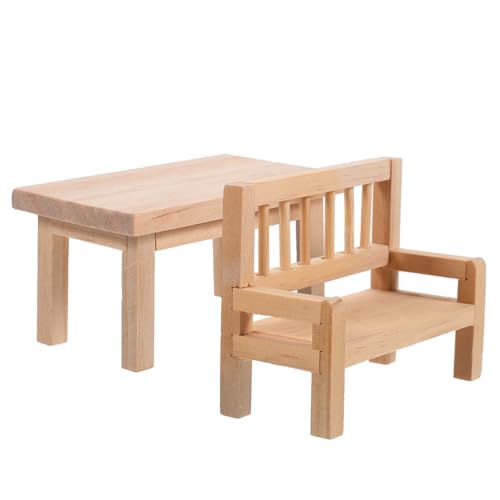 KONTONTY 1 Set Miniatur Tisch Und Stuhl Set Für Puppenhaus Holz Miniatur Möbel Einfachen Stil von KONTONTY