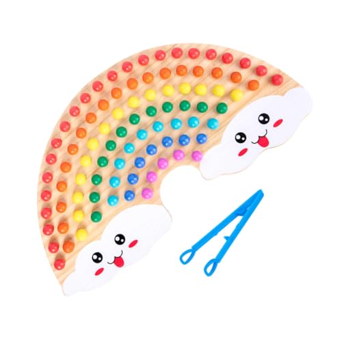 KONTONTY 1 Satz Regenbogen Perlen Brettspiel Frühpädagogisches Perlenclip-spielspielzeug Zum Abschneiden Von Perlen Lernspielzeug Aus Holz Hölzern von KONTONTY