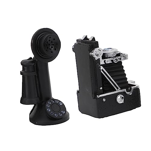 KONTONTY 1 Satz Retro -Kamera -Telefon Ornamente Retro-Festnetztelefon kleines Telefon Heimdekoration Kameramodell Mini-Vintage-Kamera Vintage Telefon Retro-Telefon Harz Schwarz von KONTONTY