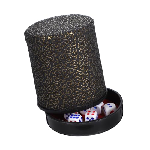 KONTONTY 1 Satz Schallgedämpfter Würfelbecher Party Kind Multifunktional bunt Spielrequisiten benutzerdefinierte Würfelbecher Spielwürfelbecher Bar Requisiten Würfel Zubehör Leder Schwarz von KONTONTY