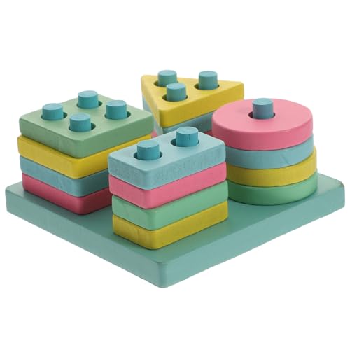 KONTONTY 1 Satz Shape-Matching-Spalte Puzzle rätselbuch laubsägen für holzspielsachen Kid Toys Toys Holzbaustein kognitive Spielsachen hölzern Colorful von KONTONTY
