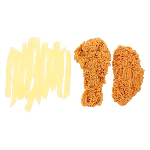 KONTONTY 1 Satz Simulation Hähnchen und Pommes Frites Spielzeug für Kinder kinderspielzeug Simulation Chicken Wing-Modell PVC-Pommes Modelle Pommes frittes Lebensmitteldekor Food-Modell von KONTONTY