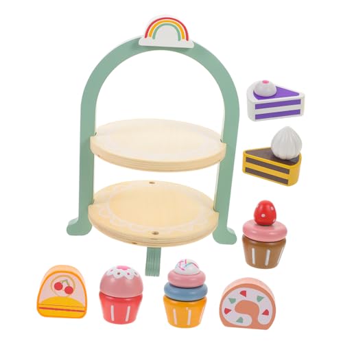 KONTONTY 1 Satz Simulation Von Teeservice-spielzeugen Cupcake-modellierung Simulation Dessertdekoration Simulationshaus-Cupcake Simulation Dessert Requisiten Simulationsküchenzubehör Holz von KONTONTY