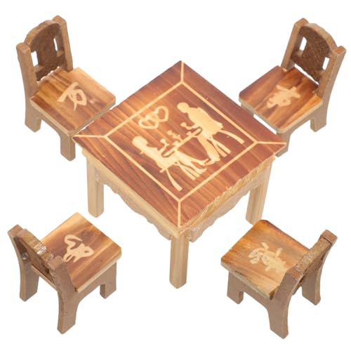 KONTONTY 1 Satz Simulationstisch Und Stuhl Mini-hausversorgung Desktop-Dekoration Mini -holzstuhl Dekorative Mini-Einrichtung Simuliertes Möbeldekor Spielhaus Brown Hölzern KONTONTY 1 Satz Simulationstisch Und Stuhl Mini-hausversorgung Desktop-Dekoration Mini -holzstuhl Dekorative Mini-Einrichtung Simuliertes Möbeldekor Spielhaus Brown Hölzern von KONTONTY