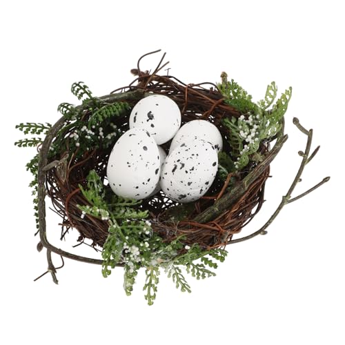 KONTONTY 1 Satz Simuliertes Vogelnest künstliches Eiernest Nestdekor gefälschte Eier für hühner Vogelnester und Eier Vogel-Ei simuliertes Ei künstliche Notgroschen Rattan KONTONTY 1 Satz Simuliertes Vogelnest künstliches Eiernest Nestdekor gefälschte Eier für hühner Vogelnester und Eier Vogel-Ei simuliertes Ei künstliche Notgroschen Rattan von KONTONTY