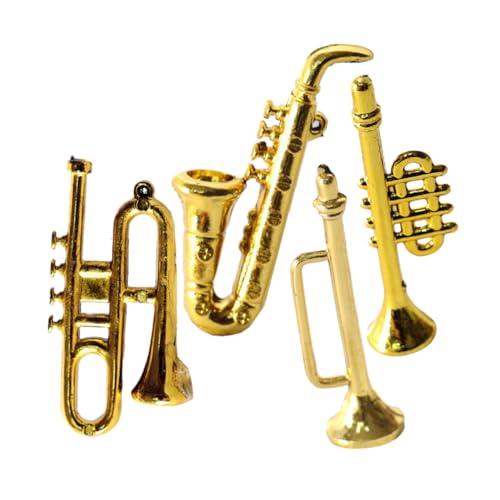 KONTONTY 1 Satz Teiliges Miniaturinstrumente Für Puppenhaus Klassische Musikinstrumente Wie Saxophon Trompete Und Realistische Deko Für Miniaturwelten Und Bastelprojekte 4 Stück von KONTONTY