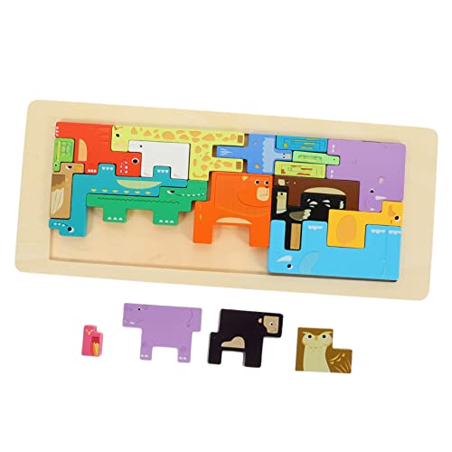 KONTONTY 1 Satz Tierisches Dreidimensionales Puzzle Tiere Tierfarm Groß Tierisches Rätsel Kleinkinder Kleinkind Rätsel Tragbare Rätsel Interaktive Rätsel Kleinkind-Puzzle Holz von KONTONTY
