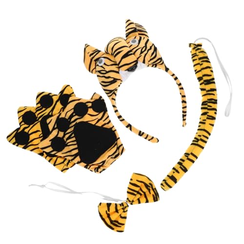 KONTONTY 1 Satz Tiger Kostüm Zubehör Tier Stirnband für Halloween Themenpartys Einzigartiges Tiger Cosplay Outfit mit Handschuhen für Bühnenaufführungen und Kostümpartys von KONTONTY