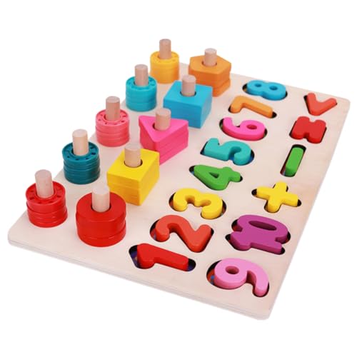 KONTONTY 1 Satz Vorschulspielzeug Kleinkindspielzeug Kinder holzspielzeug Farbsortierspielzeug Zahlensteckrätsel Spielzeug für Kleinkinder formpassendes Spielzeug Puzzle Bretter Spielset von KONTONTY
