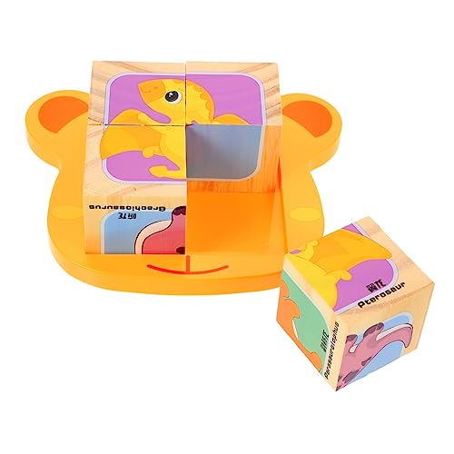 KONTONTY 1 Satz Zauberwürfel-Puzzle Holzspielzeug Puzzle rätsel Kid Toys Toys Dinosaurier-Blockspielzeug pädagogisches Blockpuzzle tragbare Blockpuzzles von KONTONTY