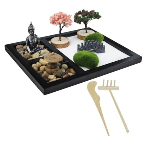 KONTONTY 1 Satz Zen-Garten-Set ästhetische Raumdekoration Meditationszubehör Anlage Accessoires für die Gartendekoration Buddha Bild meditieren The Craft Tischschmuck Sandkasten- MDF von KONTONTY