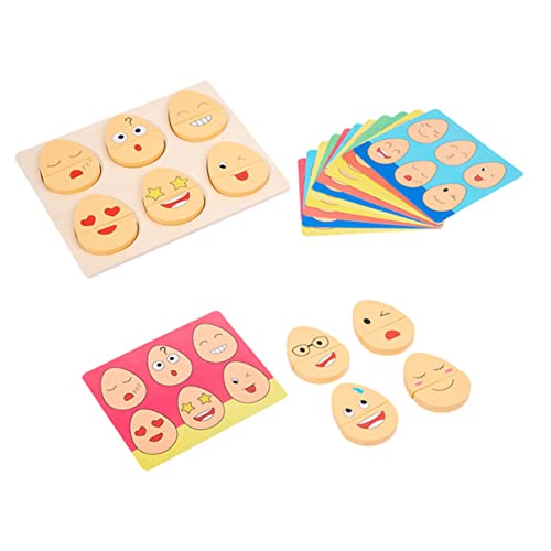KONTONTY 1 Satz -bausteinspielzeug Ausdrucks-Puzzle-bausteine-Spiel Lustiges, Ausdrucksstarkes Puzzlespielzeug Für Pädagogisches Kleinkindspielzeug Blockspielzeug Holz von KONTONTY