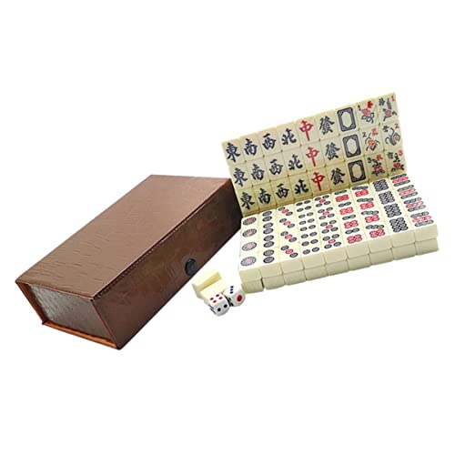 KONTONTY Mini-Mahjong-Set Aufbewahrungsbox Für Chinesisches Mahjong-Spiel Für Reiseunterhaltung von KONTONTY