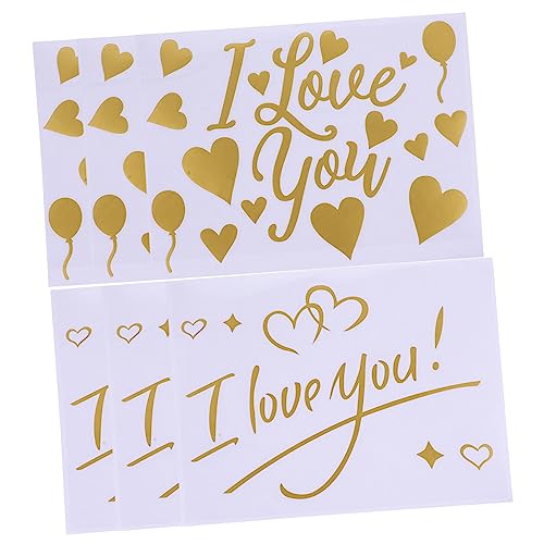 KONTONTY 1 Set 6 Stück Dekorative Wandaufkleber Dekorationen Hochzeitsdeko Valentinstag Ballonaufkleber Hochzeitsballonaufkleber Ballonaufkleber „I Love Valentines Day Balloons“ PVC Golden von KONTONTY