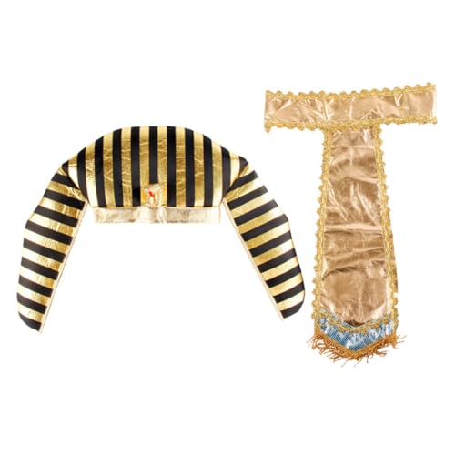 KONTONTY 1 Set Ägyptisches Kostüm Set Outfit Halloween Kostüme Kopfbedeckung Hut Kostüm Herren Gürtel Ägyptisches Kostüm Zubehör Ägyptische Kappe Kostüm Für Cosplay Stoff von KONTONTY