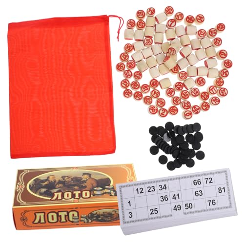 KONTONTY Bingo-spielset Mit Holz-zahlenkarten Und Spielkarten Für Partys Und Gruppen-Spiele Mit Papierbogen Haushalt von KONTONTY
