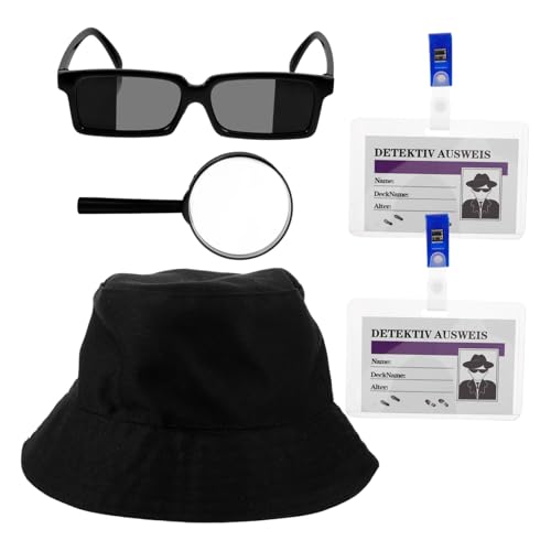 KONTONTY 1 Set Detektiv Partyspielzeug Für Kostüme Mit Schwarzem Hut Und Brille Für Mädchen Für Den Innenbereich Halloween Aufblasbar Detektiv Set Für Erwachsene Und Ace von KONTONTY