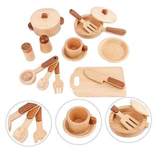 KONTONTY Kinder Spielküchen Spielzeug Lebensmittel Set Sicher Holzspielzeug Entwicklungslernen Jungen Mädchen von KONTONTY