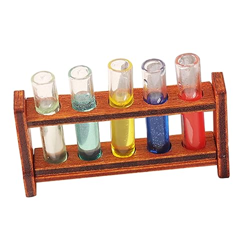KONTONTY 1 Set Mini Farbreagenzglas Mini Reagenzgläser Miniatur Puppenhaus Röhrchen Labor Zubehör Labor Labor Miniaturen Mini Reagenzglas Wissenschafts Reagenzglas Holz von KONTONTY