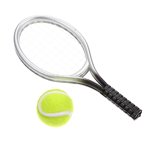 KONTONTY Mini Tennis Racket Modell Set Miniatur Tennis Schläger Für Puppenhaus Dekoration DIY Sport Zubehör von KONTONTY