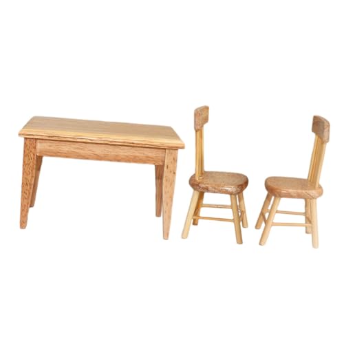 KONTONTY Puppenhauseinrichtung 1 Set Esstisch Und Stühle Tischstühle Esszimmer Stuhl Für Tische Puppenmöbel Möbelmodell Mini Holzstühle Holz Khaki DIY Puppenhaus KONTONTY Puppenhauseinrichtung 1 Set Esstisch Und Stühle Tischstühle Esszimmer Stuhl Für Tische Puppenmöbel Möbelmodell Mini Holzstühle Holz Khaki DIY Puppenhaus von KONTONTY