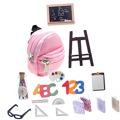 KONTONTY 1 Set Miniatur Puppen Rucksack Set Mit Miniatur Schulbedarf Und Tafel Ideales Für ädchen Miniatur Bücher Und Schreibwaren Für Puppenhaus Spielsets von KONTONTY