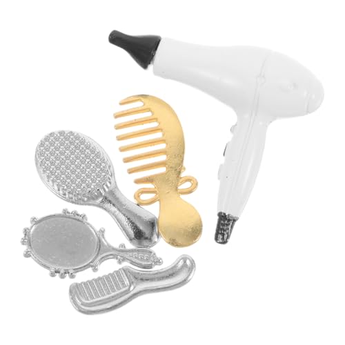 KONTONTY Spielzeug-friseursalon-spielset Für Mädchen Miniatur-haartrockner Bürste Kämme Spiegel Und Kommode Für Puppenhäuser von KONTONTY