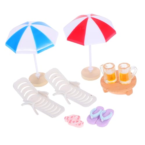 KONTONTY 1 Set Miniatur-strandmöbel, Puppenhaus- -, Einschließlich Mini-stühle, Tisch, Bierbecher Und Winzige Hausschuhe Für DIY-feengarten-szenenprojekte von KONTONTY