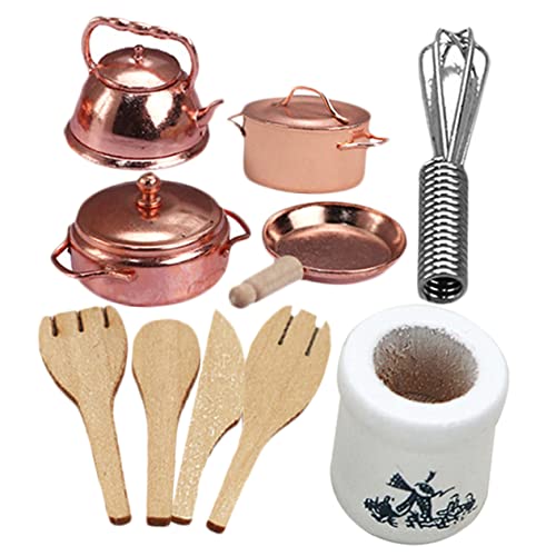 KONTONTY 1 Set Puppenhaus Minimöbel Mini Topfspielzeug Miniatur Kochzubehör Mini Kochspielzeug Kinderküchen Spielset Spielküche Töpfe Und Pfannen Miniatur Küchenmodell Aus Holz von KONTONTY
