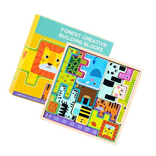 KONTONTY 1 Stück Dreidimensionale Tierbausteine ​​Kinderspielzeug Kinderpuzzles Kinderpuzzles Früherziehungsblöcke Spielzeugblöcke Puzzlespielzeug Holztierblöcke Cartoon Kinderspielzeug von KONTONTY