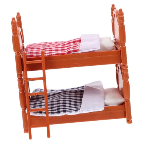 KONTONTY 1 Stück Mini-Schlafzimmerbett Kind Miniatur Koje klein Mini-Etagenbetten modern Etagenbett für Babypuppen Dollhouse Schlafzimmermöbel Puppenbetten Babydollbett Bett Puppenhaus PVC von KONTONTY