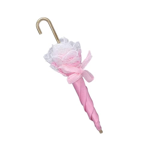 KONTONTY Kleiner Regenschirm für Puppenhaus Rosa 1:12 Maßstab Langlebiges Zubehör für Kinder Dekoratives Ornament Puppenhaus Requisite von KONTONTY