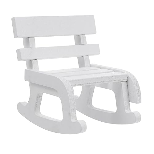 KONTONTY 1 Stück Puppe Schaukelstuhl Dekoration Mini erste Puppenhaus Honig Mädchen wohnzimmermöbel Living Room Furniture Modell Schaukelstuhl Kleiner schaukelstuhl Handwerk hölzern Weiß von KONTONTY
