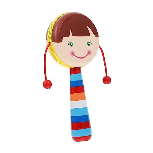 KONTONTY 1 Stück Rassel interaktives kinderinstrumente Toy Toys for säugling pädagogisches Säuglingsspielzeug Schütteltrommel- Holz von KONTONTY