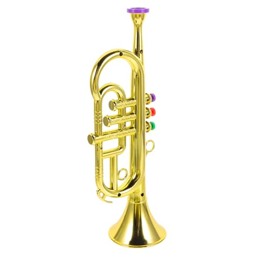 KONTONTY 1 Stück Trompetenspielzeug Mit DREI Tönen Früh Trompete Nachahmung Trompete Horn Trompete Für Im Alter Von 3-5 Jahren Kindertrompete Anfänger Musical Golden Überzug von KONTONTY